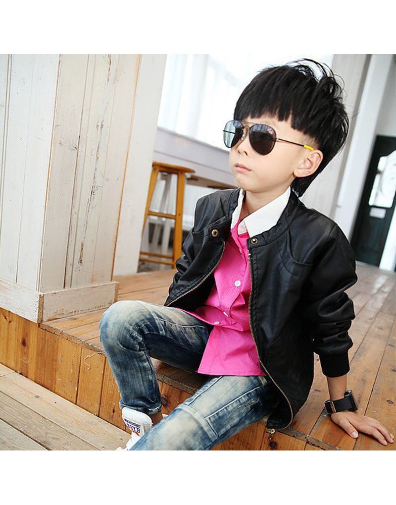 Boys sale leather coat